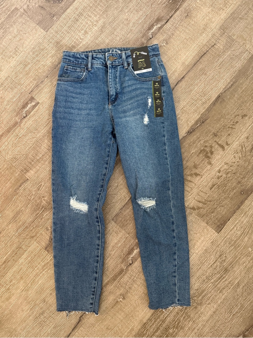 art class girlfriend Girls Size 12 Blue Distressed Jeans NWT